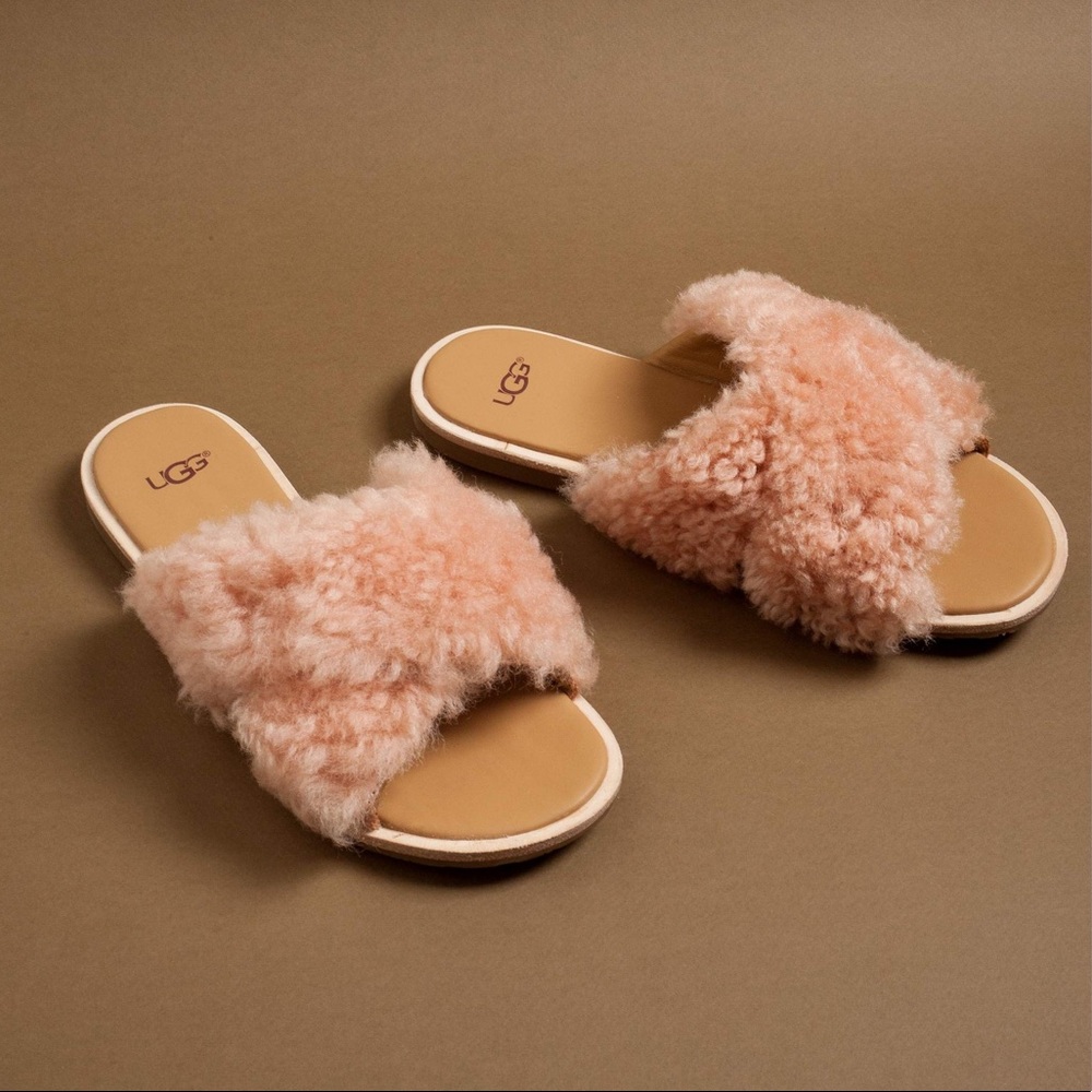 Ugg Australia Curly Sheepskin Sandals Joni-Pink